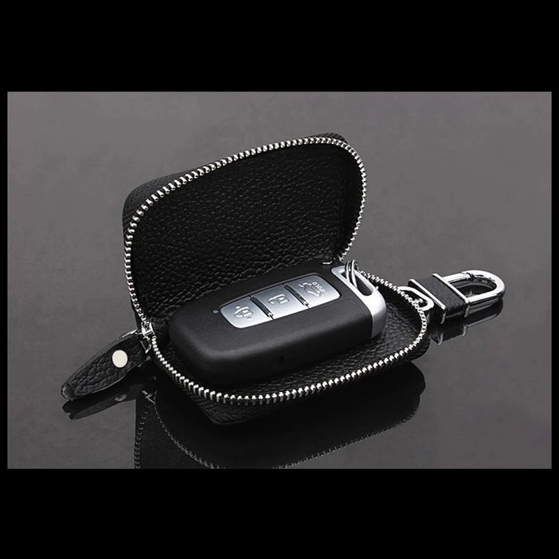 JX-LCLYL Universal Car PU Leather Smart Remote Key Chain Holder Fob Bag Case Cover