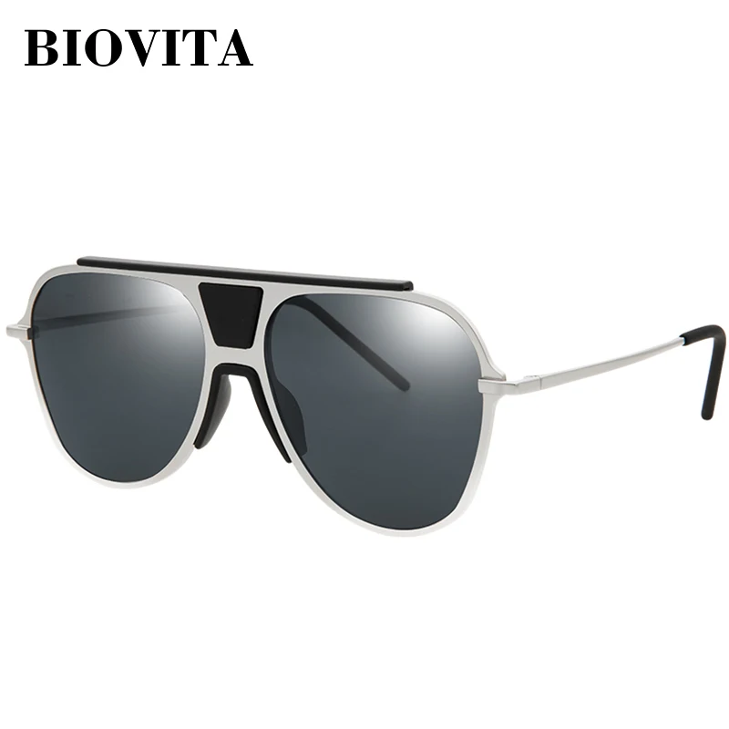 Silver BIOVITA BRAND DESIGNER TAC Polarized Sunglasses Oversize Pilot Aviation Fashion Sun Glasses Driving Shades For Men/Women - Цвет линз: Silver