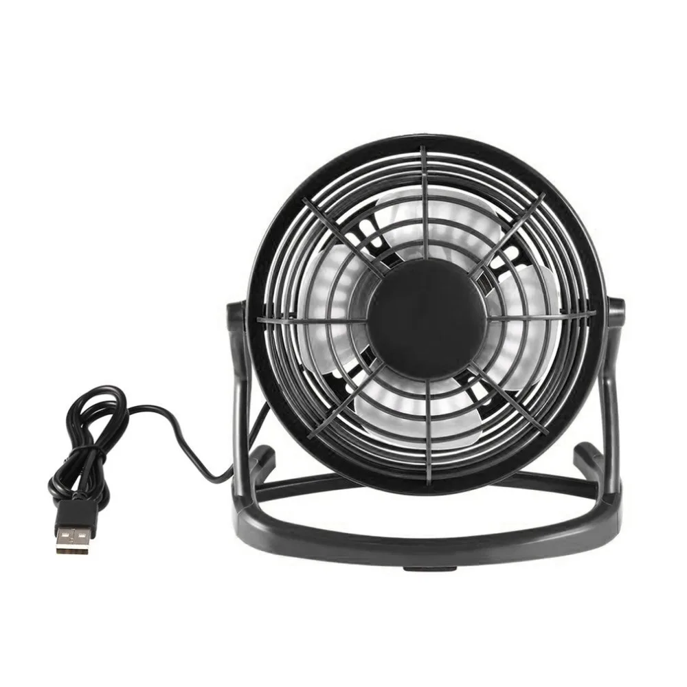 

USB Power Plug 4 Blades Mini Fan DC 5V Small Desk Cooling Fan Super Mute Cooler For PC / Laptop / Notebook 180 Degree Rotation