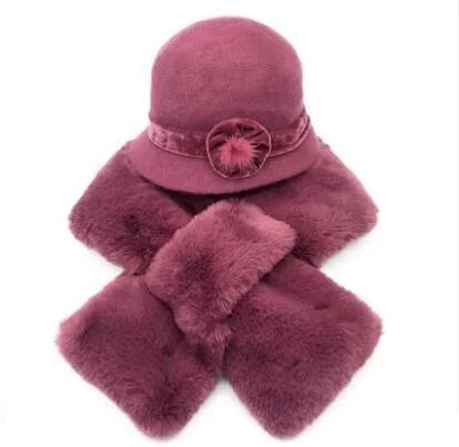 StyleE Шапка из кроличьей шерсти женская зимняя шапка для женщин средних лет женская зимняя Толстая теплая мама повседневный уличный шарф набор с шапочкой H7130 - Цвет: StyleE