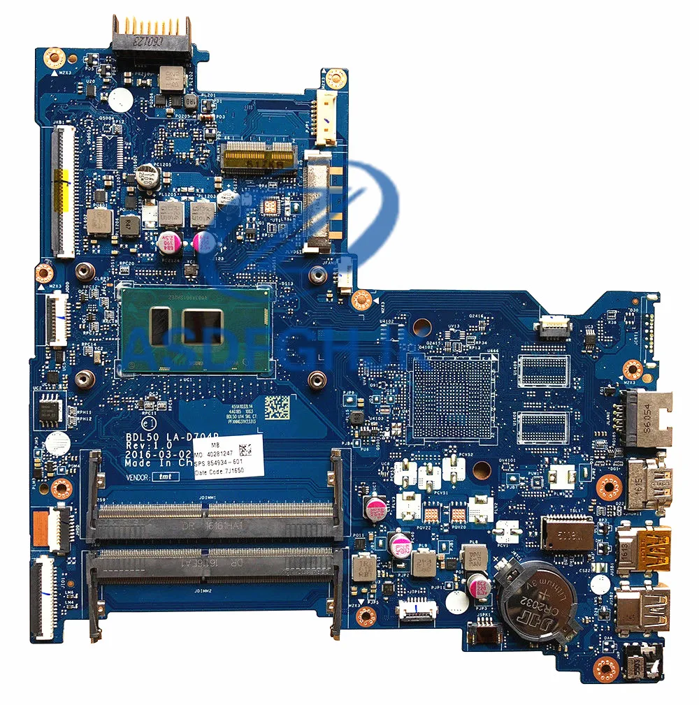 Материнская плата для ноутбука BDL50 LA-D704P для hp 15-AY материнская плата 854934-601 DDR4 I7-6500U процессор интегрированный ТЕСТ ОК