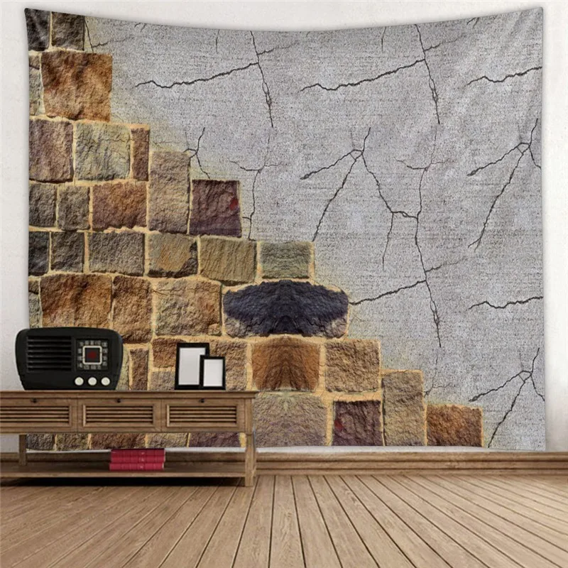 3D Brick Stone Printed Wall Tapestry Mandala Fabric Hippie Tapestry Wall Hanging Vintage Decor Bedroom Headboard Mural Art Tapiz