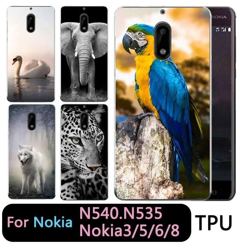 Qmswei Мягкий ТПУ чехол для телефона nokia3 nokia5 nokia6 nokia8 N540 N535 ясно животных волка Лебедь