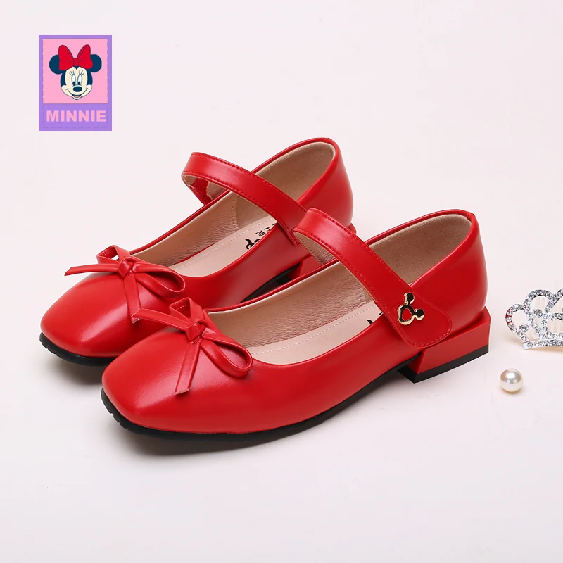 

Disney Girls Bow Leather Shoes Children Shoes Spring Children's Show Comfortable Single Shoes Princess Leather Shoes Size 26-37