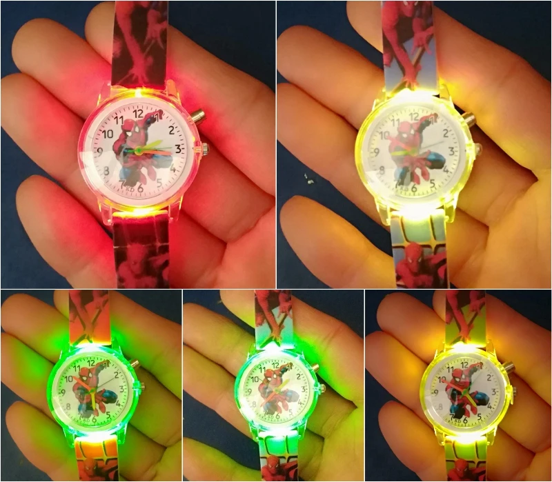 Яркие светящиеся Детские часы с человеком-пауком, детские часы для девочек и мальчиков, подарок на день рождения