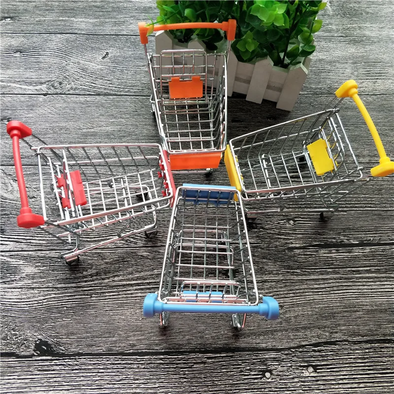 Творческий Мини Супермаркет Handcart колеса тележки игрушки складной мини корзину Корзина Игрушки для детей разные цвета