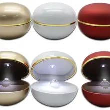 Модный круглый светодиодный светильник с эпоксидным покрытием, шкатулка для ювелирных изделий в форме яйца, кольцо, серьги, роскошная Подарочная коробка, стеллаж для ювелирных изделий