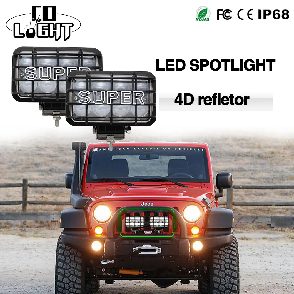 

CO LIGHT 1 Pair 80W Led Work Light 4X6 4D Spot Beam 6500K 9-32V Led Driving Light for Lada Niva Uaz 4x4 Jeep Wrangler Opel Seat