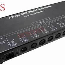 DMX128 DMX усилитель переменного тока 110 V-220 V 8 канальный dmx-контроллер/сплиттер/DMX Репитер сигнала мобильного телефона/8-ходовой переключатель портов распределитель сигналов DMX