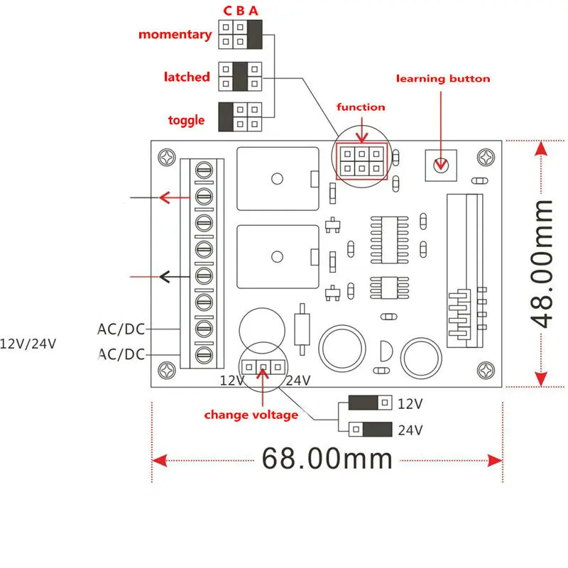 2 в 1 DC 12V 24V CH 2CH RF беспроводная версия металлический каркас передатчик + приемник