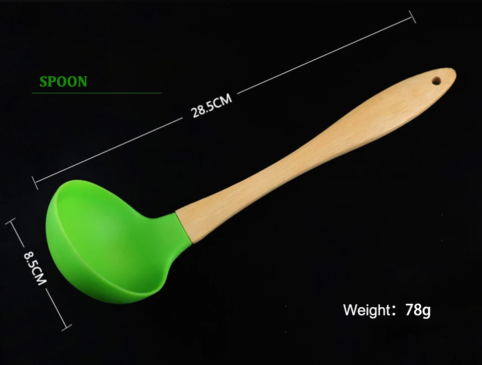 7 шт./компл. деревянный силиконовый Кухня Пособия по кулинарии набор посуды с антипригарным покрытием спагетти дуршлаг инструменты Кухня аксессуары