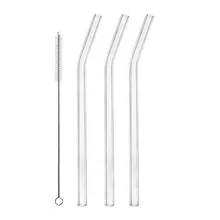 3 шт. многоразовые стекло Smoothie соломинки с чистящие щетки для молочных коктейлей замороженные напитки вечерние бар аксессуары 731