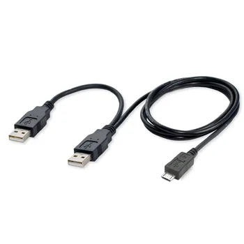 

CY USB 2.0 Two Male to Micro USB 5Pin Male Y Cable 80cm for External Hard Disk Drive