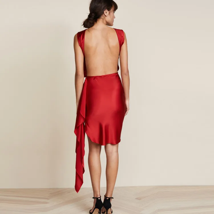 women strapless backless halter satin dress 13_