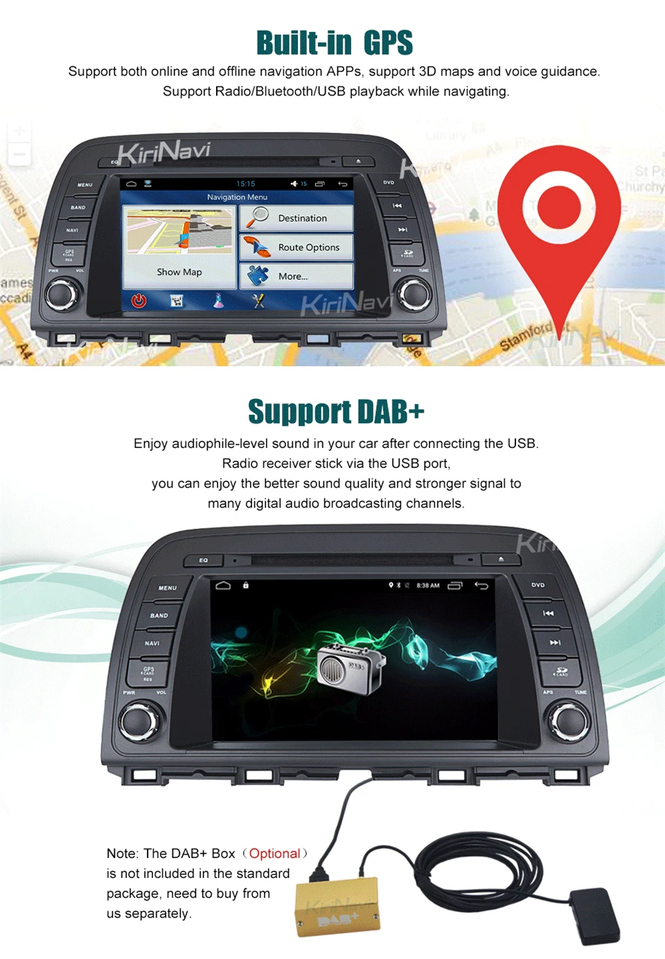 Flash Deal KiriNavi Octa core 10.2" 4G LET android 7 car multimedia system for Mazda Atenza 6 2013 - 2017 support 4K Video 4G 6