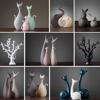 

Nordic Colour Ceramic Ornaments Lovers Home Decor Crafts Ceramic Lovely Ornament Porcelain Figurines Wedding Decorations F $