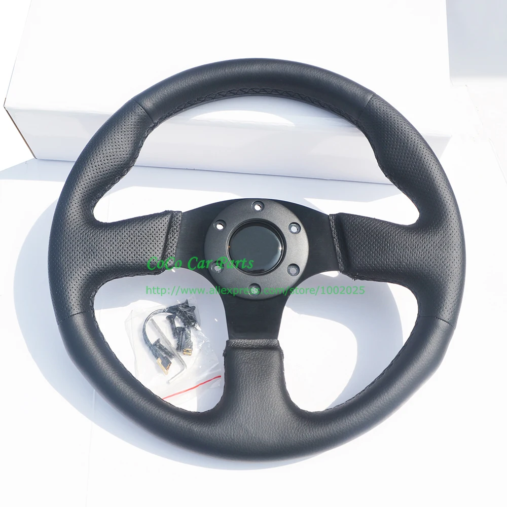 Высокое качество 330 мм/13 дюймов настоящий кожаный Игровой руль 70 мм PCD Универсальный Автомобильный руль с заклепками