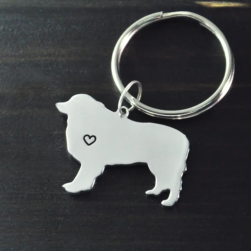 

Newfoundland keychain dog key chain alloy hand cut Newfoundland pendant dog keyring