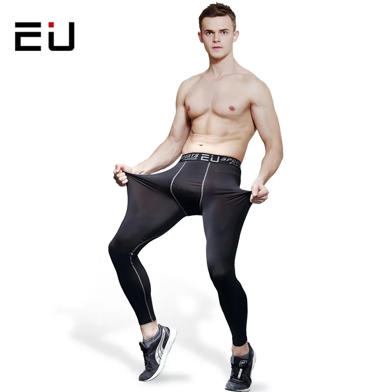 

EU Men's Running Pants Men Quick Dry Breathable Training Compression Tights High Quality Men Running Fitness Gym Sport Leggings