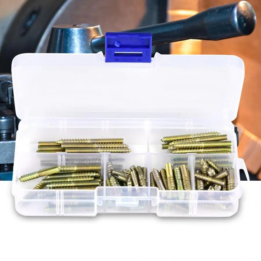 

110Pcs/set M4 Wood Screws Dowel Screw Woodworking Furniture Connector Double Ended Screws Hanger Bolt parafuso