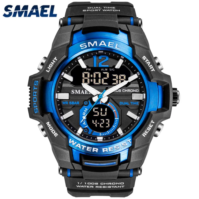 SMAEL, мужские повседневные кварцевые часы, мужские уличные спортивные военные наручные часы, водонепроницаемые Многофункциональные цифровые часы для мужчин
