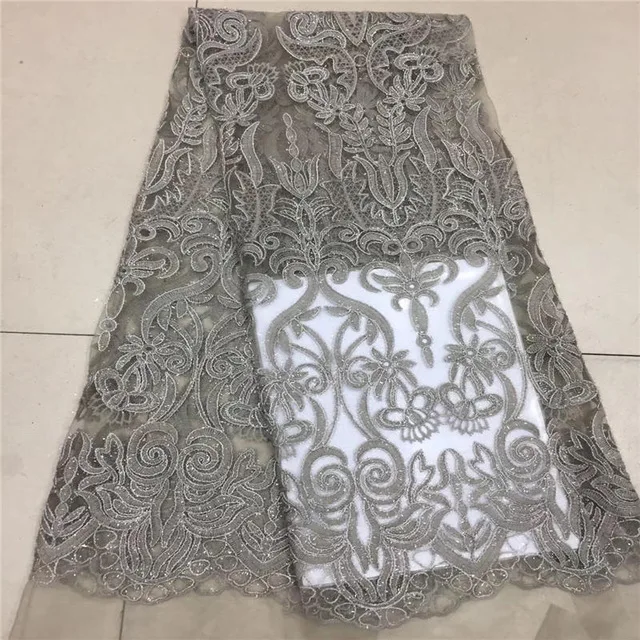 

2018 New style French net lace fabric Sequins African tulle mesh lace fabric high quality african lace fabric