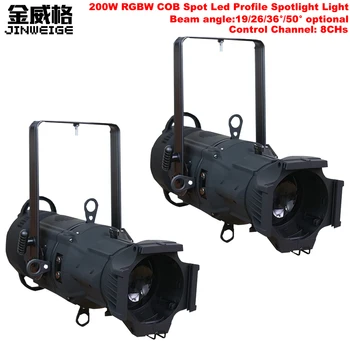 

Free Shipping 2pcs/lot High Power COB 200W RGBW 4in1 Led Prefocus Profile Light Stage PAR Effect DJ Light With DMX512 8chs