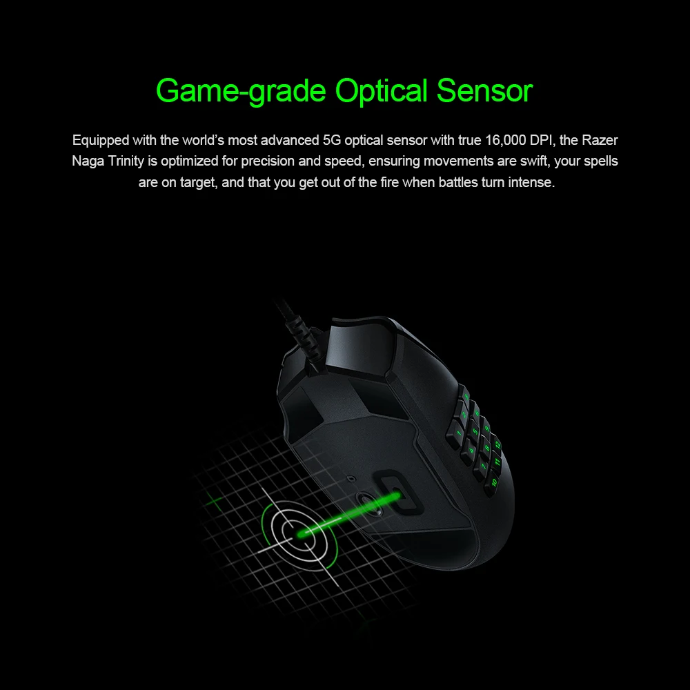 Razer Нага Проводная игровая мышь Мыши 16000 Точек на дюйм оптический Сенсор насыщенности цвета RGB Освещение 2/7/12 кнопка механические коммутаторы Gaming Keyboard Мышь