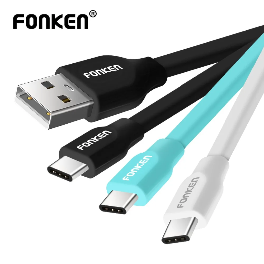 FONKEN نوع C كابل يو اس بي شقة المعكرونة نوع-c شاحن كابل شحن USB C عكسها ماكس 2.4a سريعة تهمة للجوال كابلات الهاتف FONKEN نوع C كابل يو اس بي شقة المعكرونة نوع-c شاحن كابل شحن USB C عكسها ماكس 2.4a سريعة تهمة للجوال كابلات الهاتف