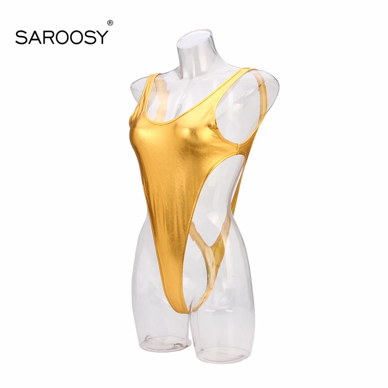 2017 New Muticolor Sexy Lingeire PU Leather Gloosy Wet Look High Cut Bodysuit for Women String Crotch