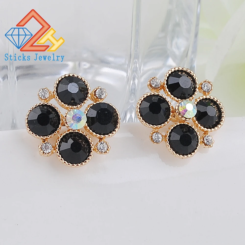 

Free shipping high-end jewelry romantic plum-shaped artificial stones inlaid crystal high quality alloy earring green