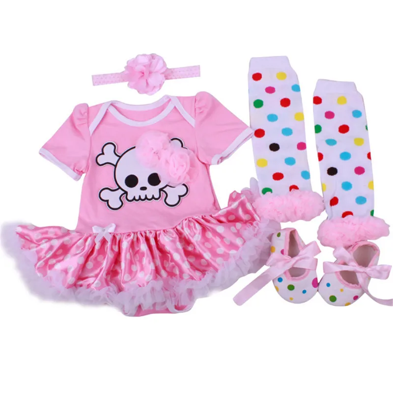 Funny Baby Girls Halloween Customes Pink Skull Romper Dress Hallowe'en
