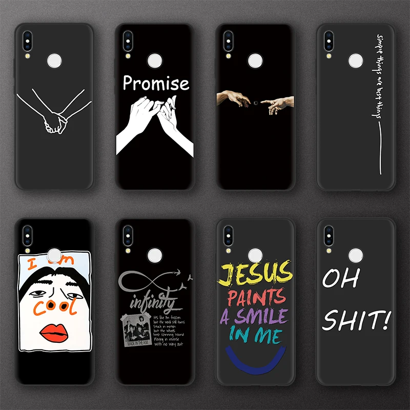 Парный чехол с цитатами для Huawei P20 P30 Pro Lite P Smart P8 P10 P9 2017 Mate 20 10 черный из ТПУ|Бамперы|