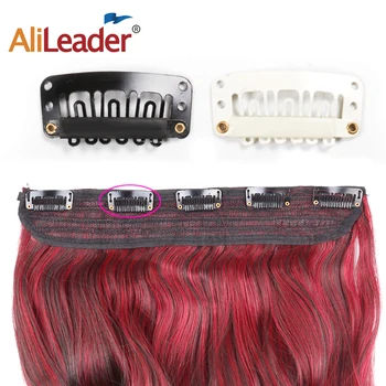 

Alileader 20Pcs/Lot Snap Clips Clip In Human Hair Extensions Weave Clips In Front Bang Hair Clips Bangs Steel Comb Black White