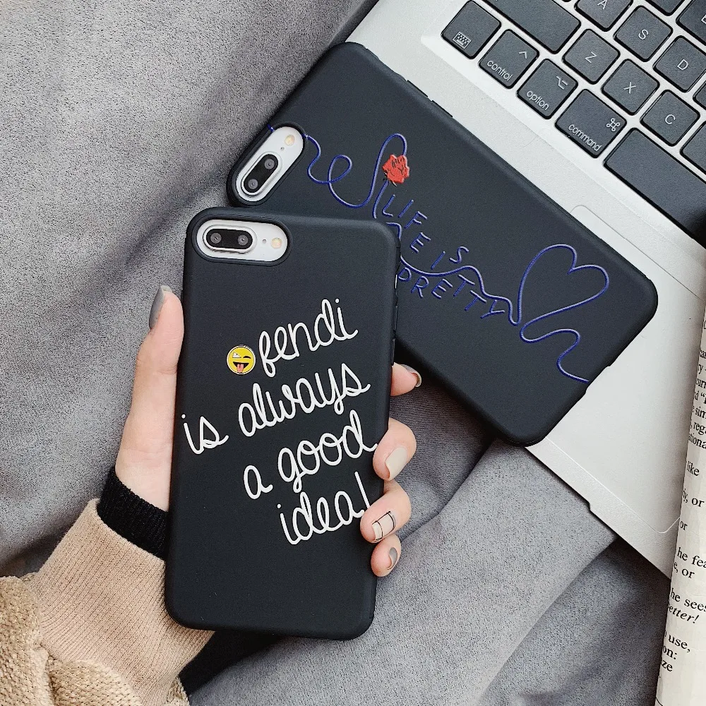 Simple Letter Phone Case For iPhone XS Max XR X 7 8 6 6s Plus Soft TPU Silicone Couples Back Cover Cases Capa |