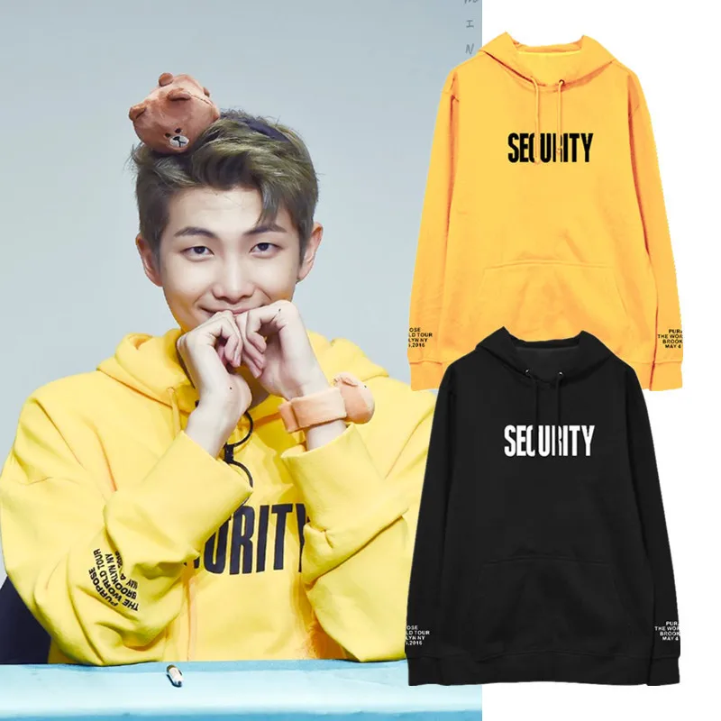 

Bangtan Boys kpop BTS bullet Kim Nam-joon Ramon with Sweatshirts yellow hooded jacket men and women couples should aid clothes