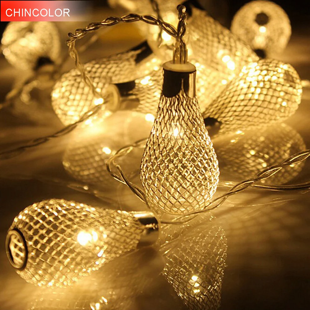 20LED праздник света строка полый металлический капельного 2.2 м Рождество огни Фея гирлянды AA на батарейках партия Декор DA