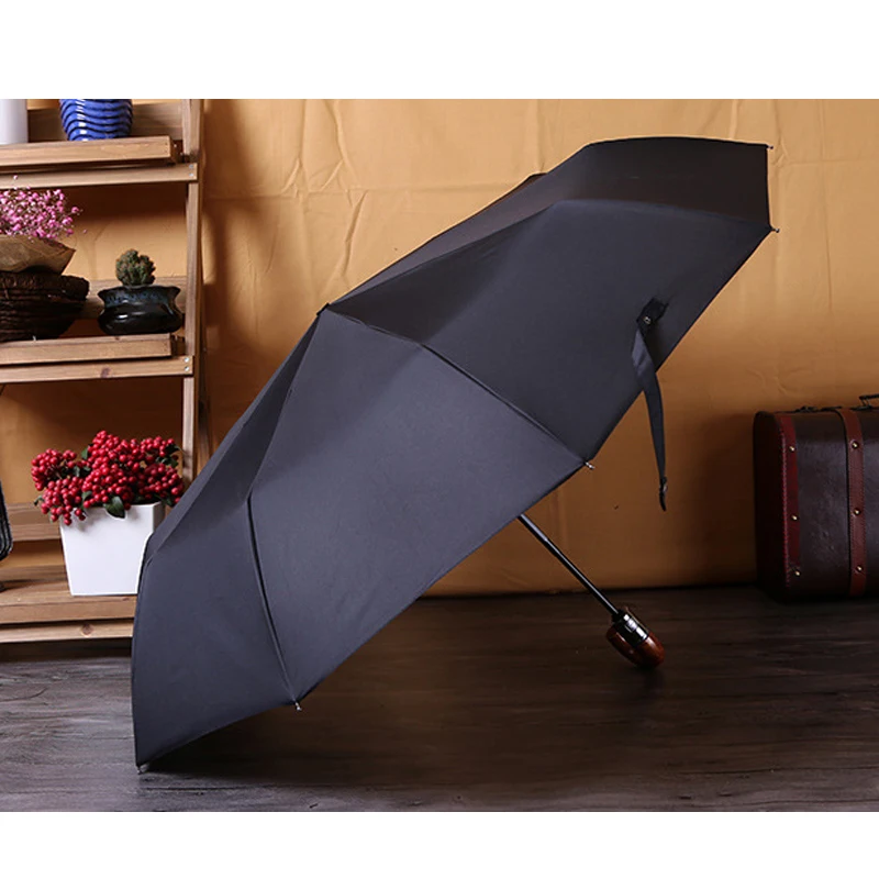 Men Windproof Umbrella Three-folding 10 Ribs Classic Automatic Strong Wind Resistant Umbrella Rain Business Parasol Dropshipping