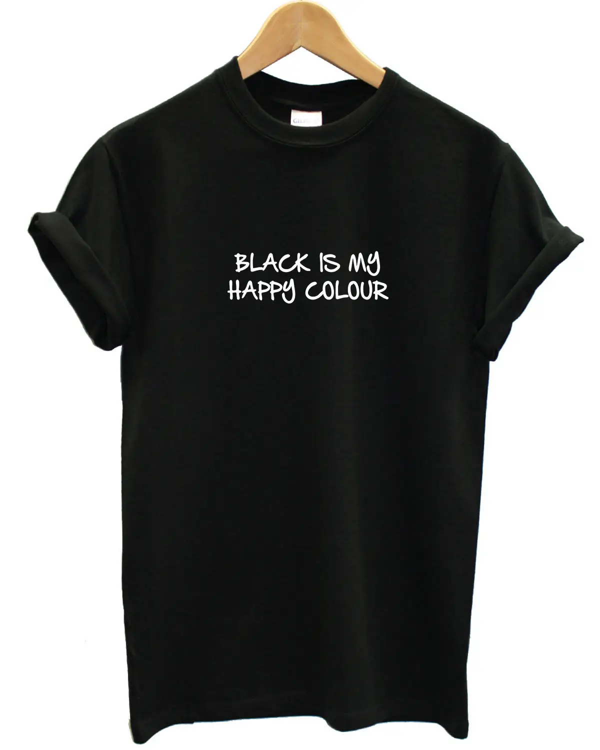 Black Is My Happy Colour T Shirt Black Tee Slogan Joke Gothic Grunge Metal Girl