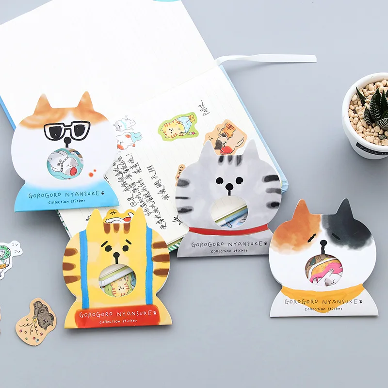 Creative cartoon Kawaii Animal cat Decorative PVC Stickers Scrapbooking Stick Label Diary Stationery Album Stickers