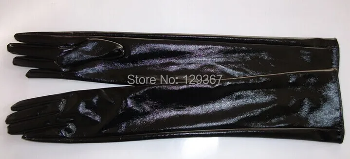 Женская ультра длинная искусственная лакированная кожа pu длинный дизайн мода черный цвет 40 см, 50 см, 60 см, 70 см длина R598