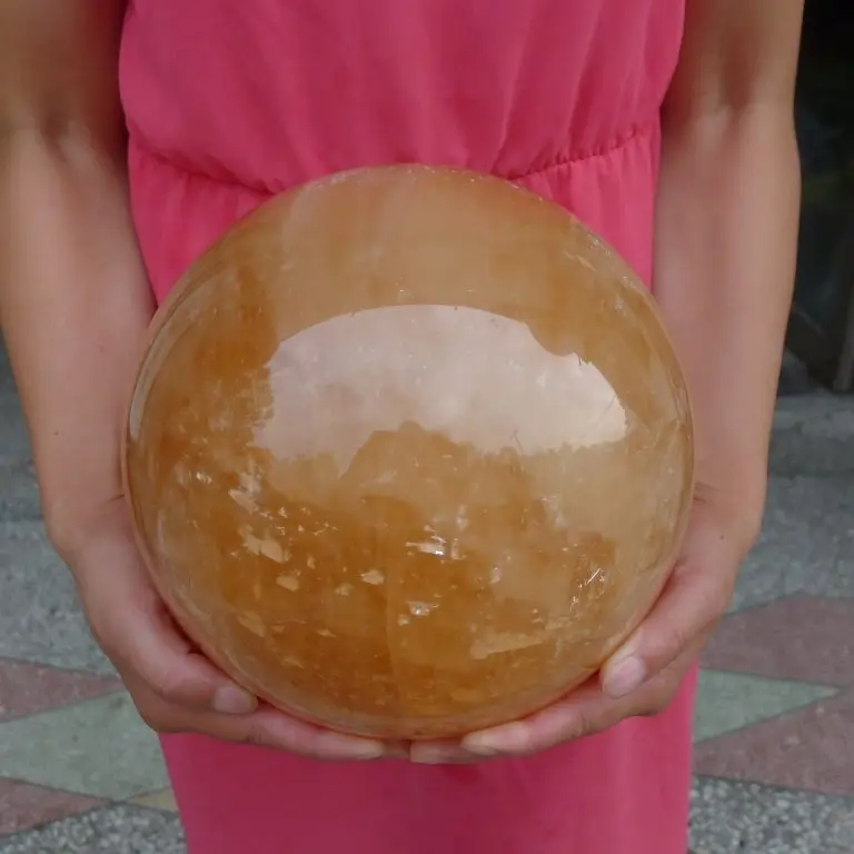 

6680167+++30.48LB NATURAL CITRINE CALCITE QUARTZ CRYSTAL SPHERE BALL HEALING