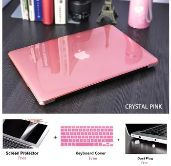 

Crystal Laptop Case +Keyboard Cover +Screen Film +Dust Pulg For Apple Macbook Air Pro Retina Touch Bar & ID 11 12 13 15 inchs