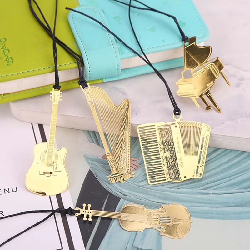 Kawaii Музыкальные инструменты металлические закладки школьные канцелярские принадлежности для студентов Детский подарок