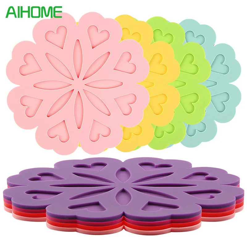 Flower Shape Silicone Table Mat Non slip Heat Resistant Mats Coaster