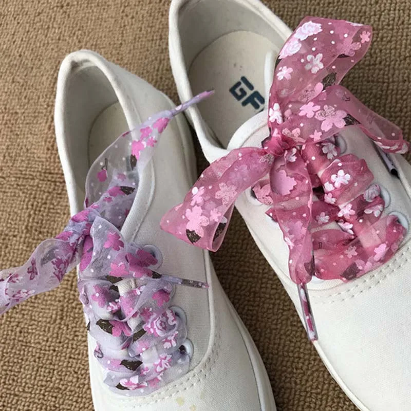 1 пара нейлоновых шнурков с принтом; женская парусиновая обувь; обувь с принтом; разноцветная обувь с цветочками; ультратонкие прозрачные шнурки