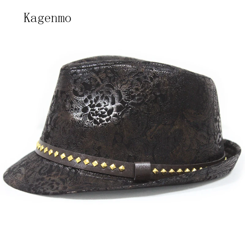 Kagenmo новый весенний стиль искусственная кожа для мужчин и женщин Fedoras Мужская
