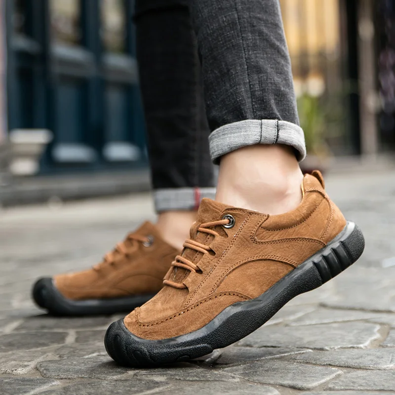 Men Shoes Handmade sewing Genuine Leather Men Casual Shoes lace up spring Walking Footwear male Fashion Designer Men Shoes k3