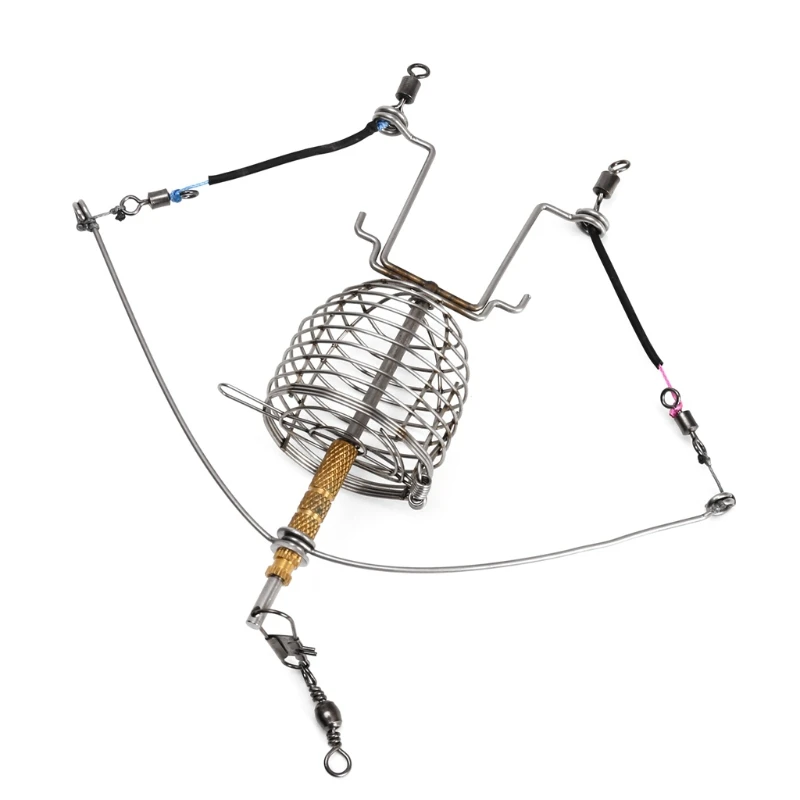 

OOTDTY Fishing Feeder Automatic Tackle Multi Functional Launcher Trap Spring Cage fishing tackle hook