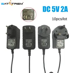 10 шт. SATXTREM DC 5 В 2A Мощность адаптер переменного тока 100 В-240 В 50/60 Гц ЕС, США, Великобритания разъем АС Питание адаптер для Декодер каналов